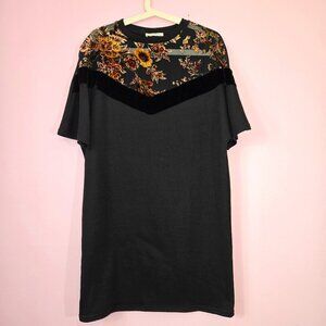 2/$20 Zara velvet floral mesh t-shirt dress, size S